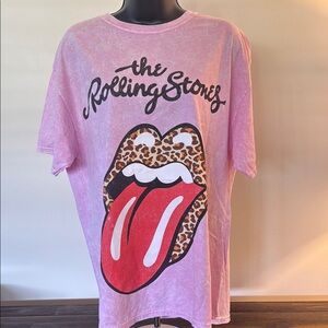 The Rolling Stones Pink and Red Short Sleeve Tee